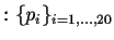 $:\{p_i\}_{i=1,...,20}$